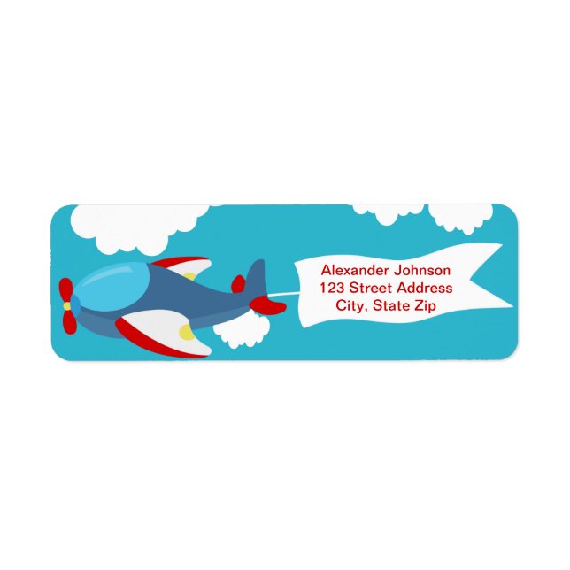 Cute Little Airplane Boy Birthday Address Labels (Front)