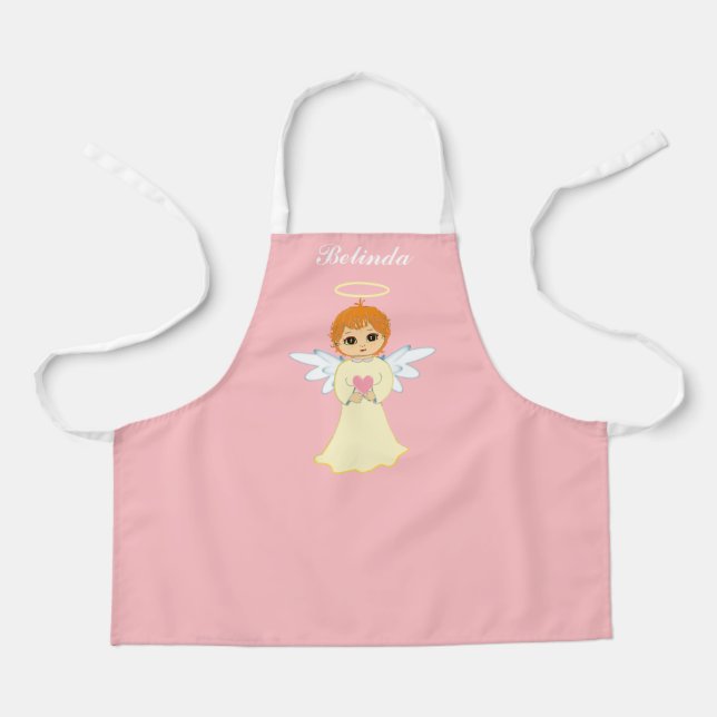 Cute little angel on light pink apron (Front)