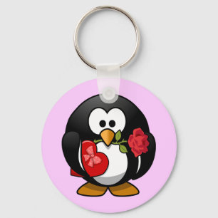 Cute little animated Valentine penguin Keychain