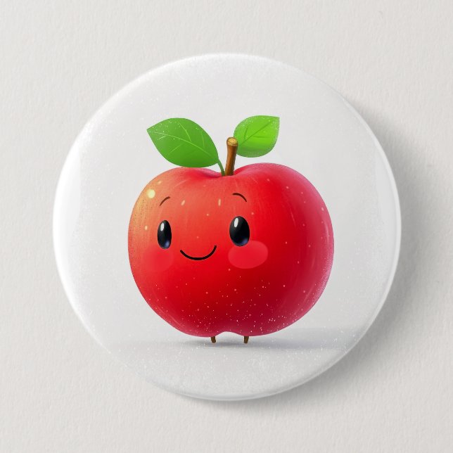 Cute Little Apple 3 Inch Round Button (Front)