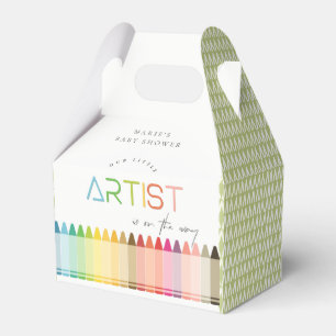 Cute Little Artist Crayon Fun Rainbow Baby Shower Favor Box