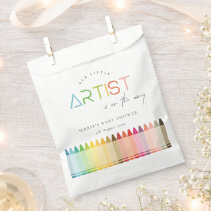 Cute Little Artist Crayon Fun Rainbow Baby Shower Favour Bag