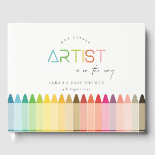 Cute Little Artist Crayon Fun Rainbow Baby Shower Guest Book