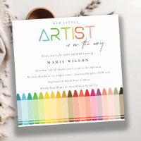 Cute Little Artist Crayon Fun Rainbow Baby Shower