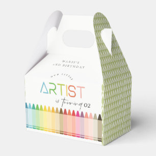Cute Little Artist Crayon Rainbow Any Age Birthday Favor Box