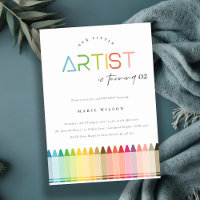 Cute Little Artist Crayon Rainbow Any Age Birthday