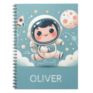 Cute Little Astronaut in Space Personalized Notebook
