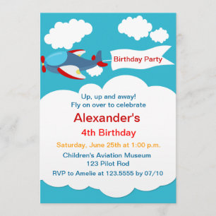 Cute Little Avion Boy Invitation Anniversaire