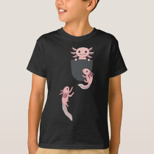 Cute Little Axolotl Playing Climbing In Pocket Men T-Shirt