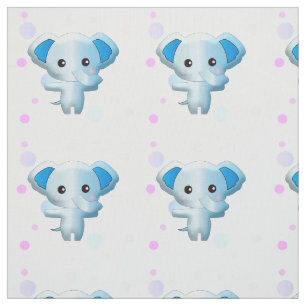 Cute Little Baby Blue Elephant Fabric