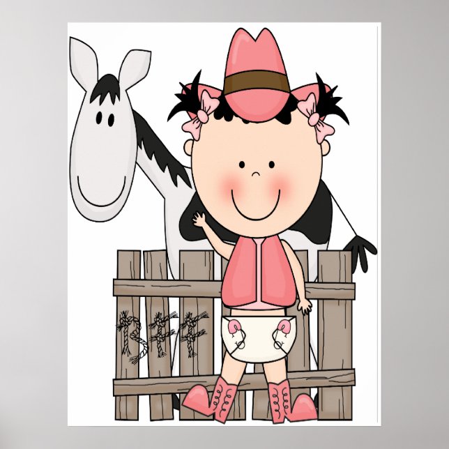 Cute Little Baby Cowgirl Poster Art Print (Front)