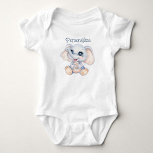 Cute Little Baby Elephant Personalize  Bodysuit