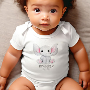 Cute Little baby elephant  Personalized  Bodysuit