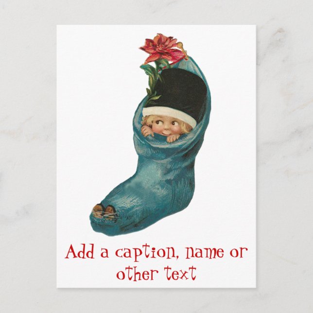 Cute Little Baby in a Sock Holiday Cards (Front)