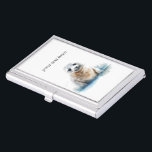 Cute little baby seal in white and blue business card holder<br><div class="desc">watercolor painting of a cute little baby seal painted in blue and white</div>