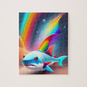 Cute Little Baby Shark With Rainbow Colours Jigsaw Puzzle