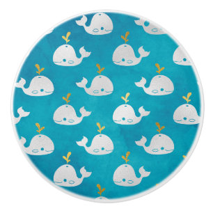 Cute Little Baby Whales Ocean Sea Theme Ceramic Knob