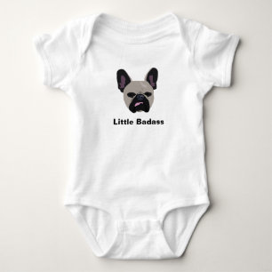 Cute "Little badass" brown French Bulldog Baby Bodysuit