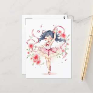 Cute little ballerina girl postcard
