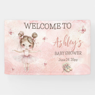 Cute Little Ballerina Pink Tutu Baby Shower Banner