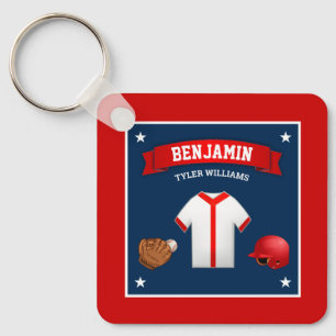 Cute Little Baseball Player Baby Boy Kids Name Keychain