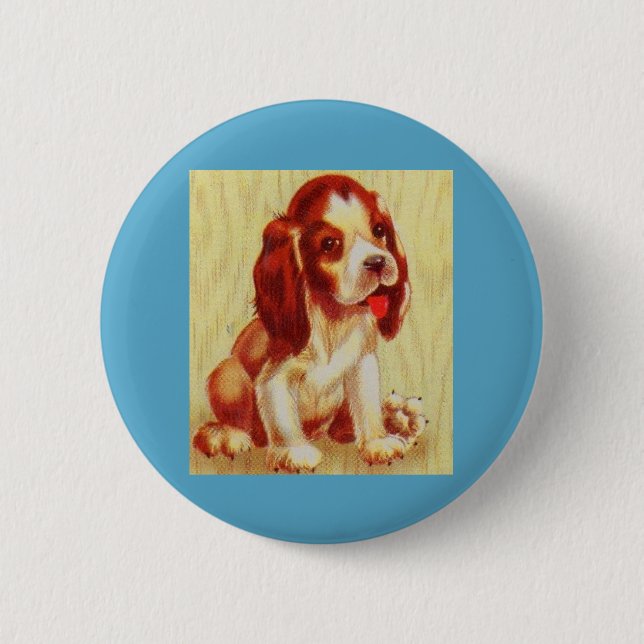 cute little beagle puppy 2 inch round button (Front)