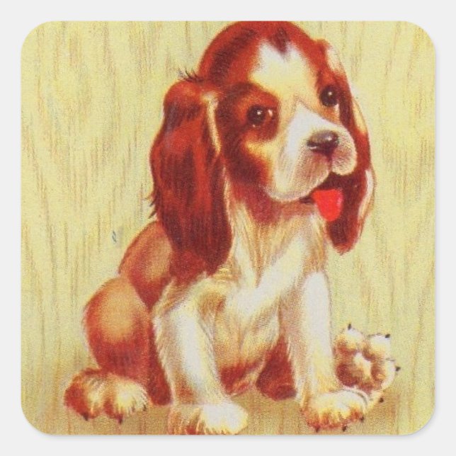 cute little beagle puppy square sticker (Front)