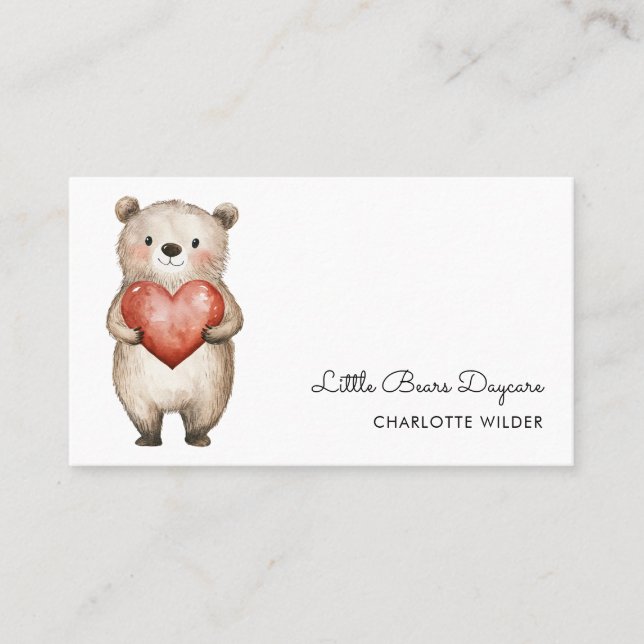 Cute Little Bear Carte de visite de garderie (Devant)