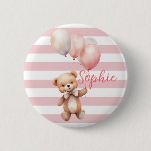 Cute Little Bear in Pink 2 Inch Round Button