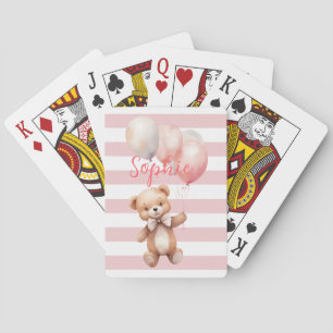 Cute Little Bear in Pink Playing Cards