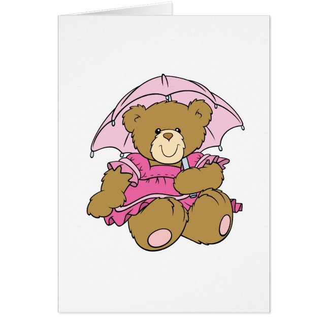 Cute Little Bear with Pink Umbrella (Front)