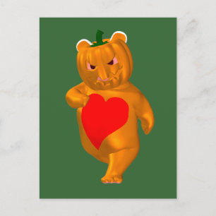 Cute Little Bear With Pumpkin Head Postcard