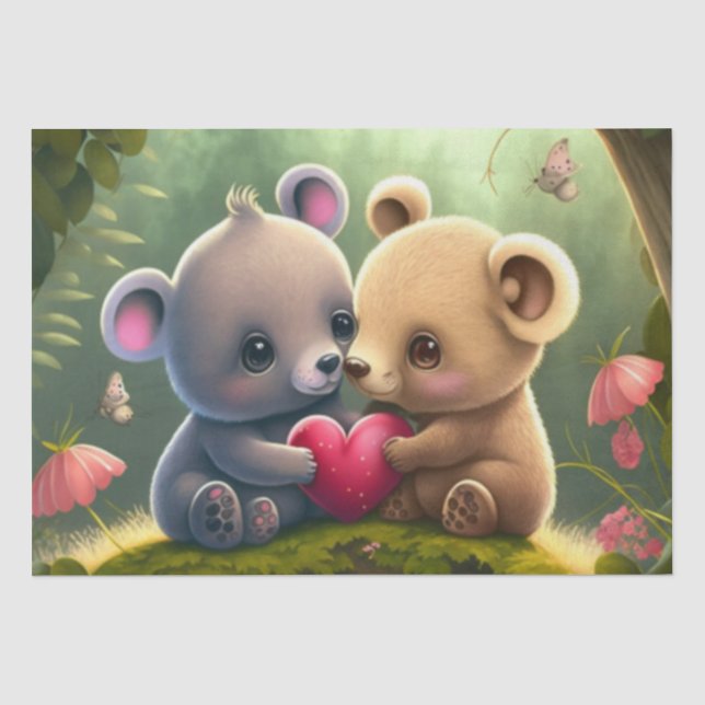 Cute little bears cartoon Tissue Paper (Front)