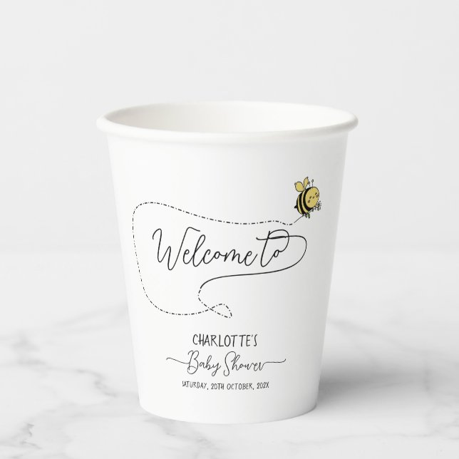 Cute Little Bee Baby Shower Paper Cups (Front)