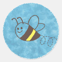 Cute Little Bee Flying Blue Watercolor Baby Shower