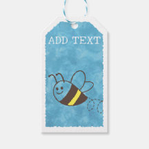 Cute Little Bee Flying Blue Watercolor Baby Shower