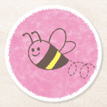 Cute Little Bee Flying Pink Watercolor Baby Shower