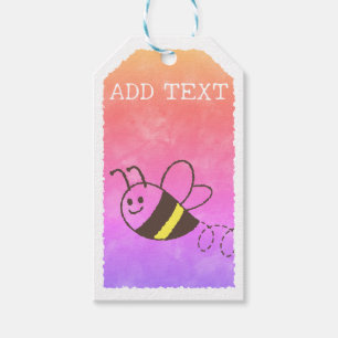Cute Little Bee Flying Watercolor Baby Shower Gift Tags