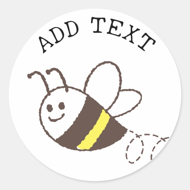 Cute Little Bee Flying White Baby Shower Classic Round Sticker (Front)
