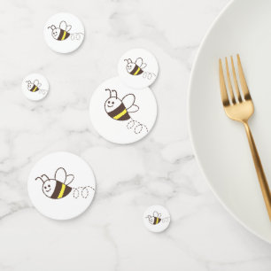 Cute Little Bee Flying White Baby Shower Confetti