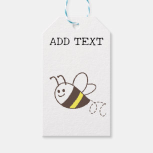 Cute Little Bee Flying White Baby Shower Gift Tags