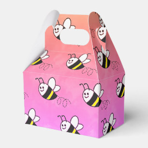 Cute Little Bee Pattern Watercolor Baby Shower Favor Box