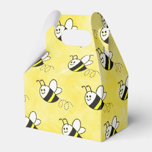 Cute Little Bee Pattern Watercolor Baby Shower Favor Box
