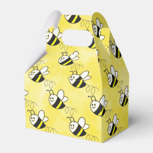 Cute Little Bee Pattern Watercolor Baby Shower Favor Box