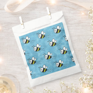 Cute Little Bee Pattern Watercolor Baby Shower Favour Bag