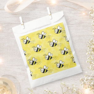 Cute Little Bee Pattern Watercolor Baby Shower Favour Bag
