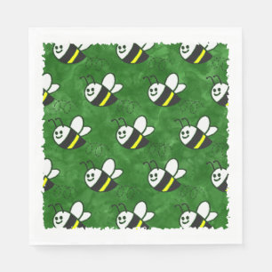 Cute Little Bee Pattern Watercolor Baby Shower Napkin