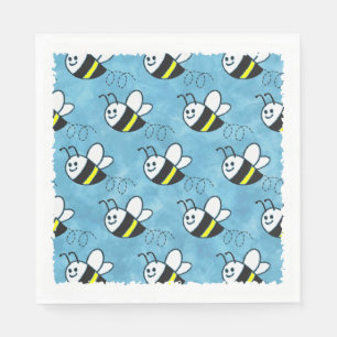 Cute Little Bee Pattern Watercolor Baby Shower Napkin