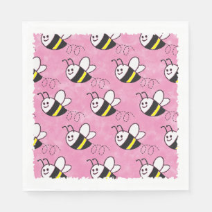Cute Little Bee Pattern Watercolor Baby Shower Napkin