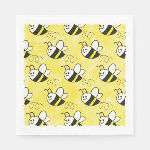 Cute Little Bee Pattern Watercolor Baby Shower Napkin